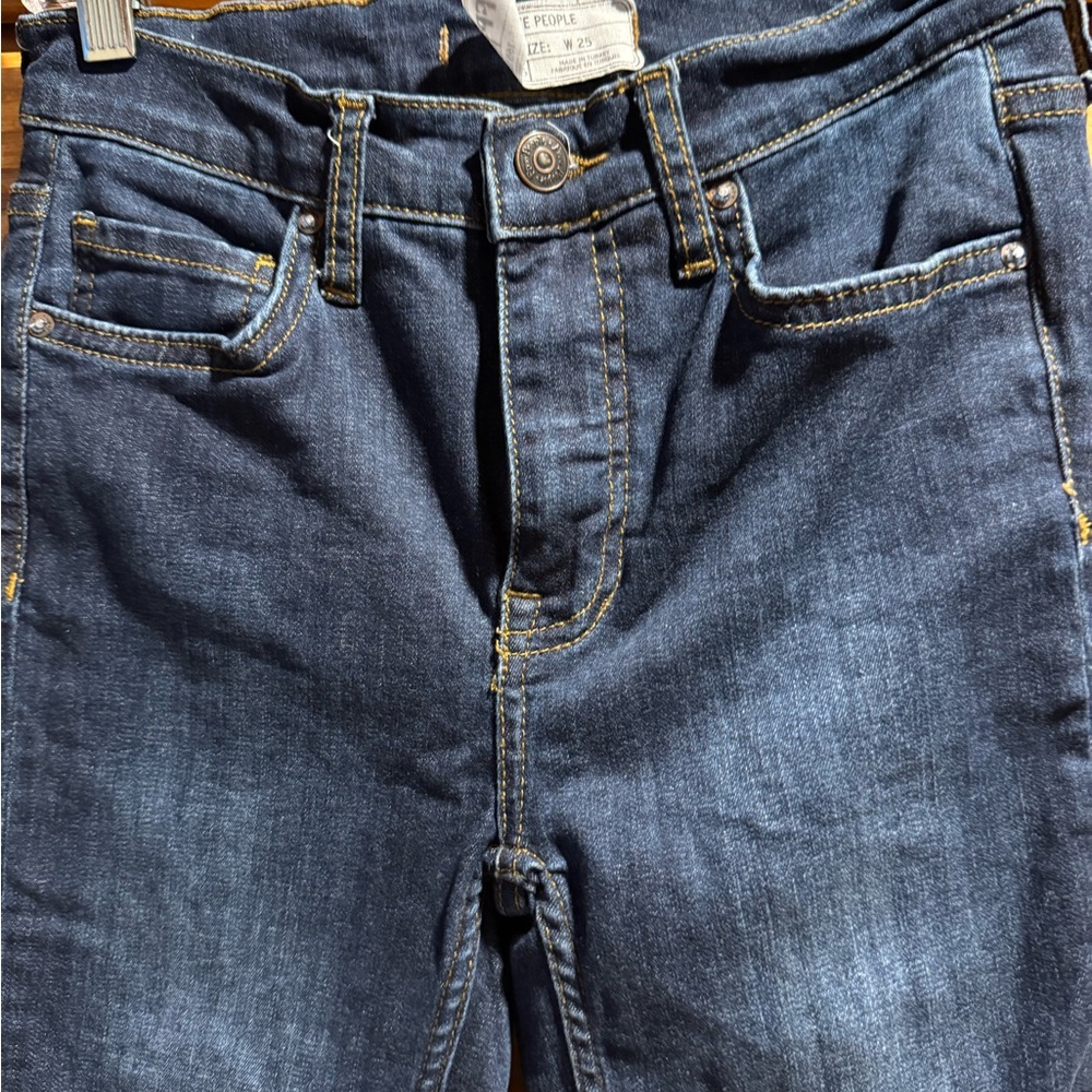 Free people skinny ankle women’s jeans distressed busted knee - Picture 2 of 5